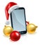 Christmas Mobile Phone in Santa Hat