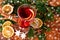 Christmas mulled wine festive decorated top view