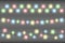 Christmas multicolored realistic garland lights on a transparent background. Glowing garland lights decoration with sparkles