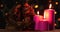 Christmas nativity scene with burning candles