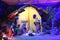 Christmas nativity scene with figurines including Jesus, Mary, Joseph,