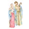 Christmas nativity scene with the Holy Family watercolor illustration, Madonna, child Jesus, Saint Joseph. Saint Virgin