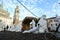 Christmas nativity scene with life-size statues in white chalk. Sanctuary Church of Santa Maria di Piazza in Busto Arsizio