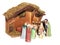 Christmas nativity scene represented. statuettes of Mary, Joseph and baby Jesus