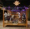 Christmas Nativity Scene with Three Wise Men Presenting Gifts to Baby Jesus, Mary and Joseph