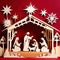 Christmas nativity scene, traditional design made of paper, papercut crafted handmade decoration children illustration