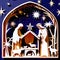 Christmas nativity scene, traditional design made of paper, papercut crafted handmade decoration children illustration