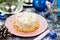 Christmas or New Year appetizer - crab salad with corn egg rice