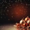 Christmas and New Year background with Christmas balls on brown background. For Christmas greeting card, web sites and
