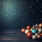 Christmas and New Year background with Christmas balls on dark green background. For Christmas greeting card, web sites