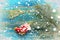 Christmas new year background. Red toy sock Santa Claus and the