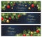 Christmas and New year banners with fir branches and balls.