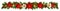 Christmas and New Year border decorations garland with fir branches, golden bells, Christmas flowers poinsettia, holly berries and