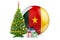 Christmas and New Year in Cameroon, concept. Christmas tree and gift boxes with Cameroonian flag, 3D rendering