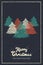 Christmas New Year colorful pine tree forest card