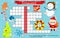 Christmas and New Year crossword for kids. Children eductaional game. Learning vocabulary for pre school age and toddlers