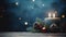 Christmas or New Year dark blue background with candle lights and copy space