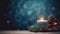 Christmas or New Year dark blue background with candle lights and copy space