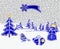 Christmas and New Year decoration Winter landscape forest with snow with piggy snowman bird tree Comet as faience vintage vector