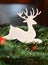 Christmas and New year decorations green fir branch and deer beautiful holiday background