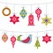 Christmas And New Year Decorations Vector Set. New Year Background.