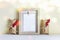 Christmas, New Year frame mockup template with Christmas packed gifts