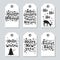 Christmas and New Year gift tags. Cards xmas set. Hand drawn elements. Collection of holiday paper label in black and