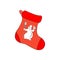 Christmas and New Year gifts sock icon. Snowman symbol. Vector graphics for advertising decoration.