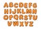 Christmas and New Year gingerbread cookies alphabet. Cartoon hand drawn letters. Vector illustration.