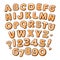 Christmas and New Year gingerbread cookies alphabet. Sugar coated isolated letters and numbers. Cartoon hand drawn