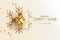 christmas new year greeting card with realistic golden present