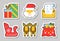 Christmas, New Year icon sticker set isolated