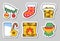 Christmas, New Year icon sticker set isolated