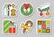 Christmas, New Year icon sticker set isolated