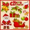 Christmas and New Year icons. Vector decoration set.