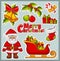 Christmas and New Year icons. Vector stickers set.