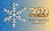 Christmas and New Year light background with silver snowflake and 2020 numbers. Xmas decoration. Template for greeting card,