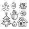 Christmas or new year line icon set
