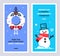 Christmas and New Year linear cards set with snowman and wreath. Set of xmas design templates for print or web. Vector.