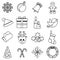 Christmas and new year linear icons. Vector set of winter holidays symbols, outline
