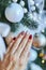 Christmas New Year manicure abstract nail design