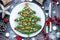 Christmas new year meal idea - creative appetizer salad like a christmas tree