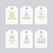 Christmas and New Year Ready-to-Use Pastel Colour Gift Tags or Labels Templates Set. Hand Drawn Snowman, Holly, Pine