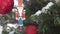 Christmas and New Year`s background. Christmas street decorations. Nutcracker Soldier on a Christmas Tree. Nutcracker