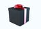 Christmas and New Year`s Day, red bow black gift box white background, 3d rendering