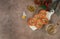 Christmas and New Year\\\'s dishes, a set of snacks and refreshing drinks for the holiday table. Plate with tartlets of pate,