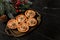 Christmas and New Year\\\'s dishes, a set of snacks and refreshing drinks for the holiday table. Plate with tartlets of pate,