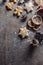 Christmas and New Year's gingerbread with forms, cinnamon, star anise, dusted with flour