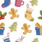 Christmas or New Year’s seamless pattern.