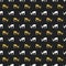 Christmas New Year seamless pattern with deer, reindeer. Holiday black background. Gold white deer. Xmas winter doodle